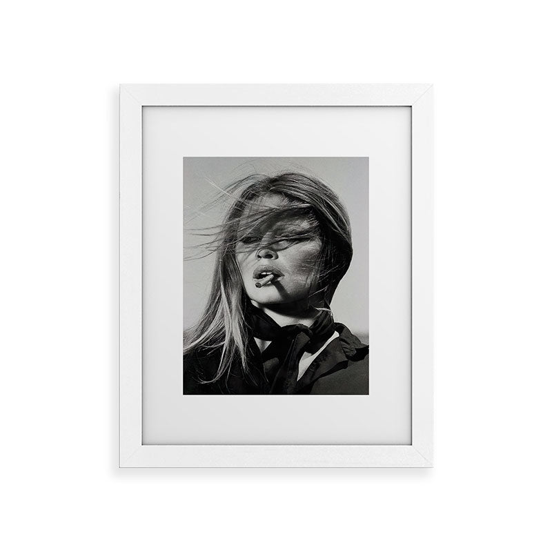 Brigitte Bardot Smoking a Cigarette, Black and White Photograph Framed Art Print Gallery Image 51