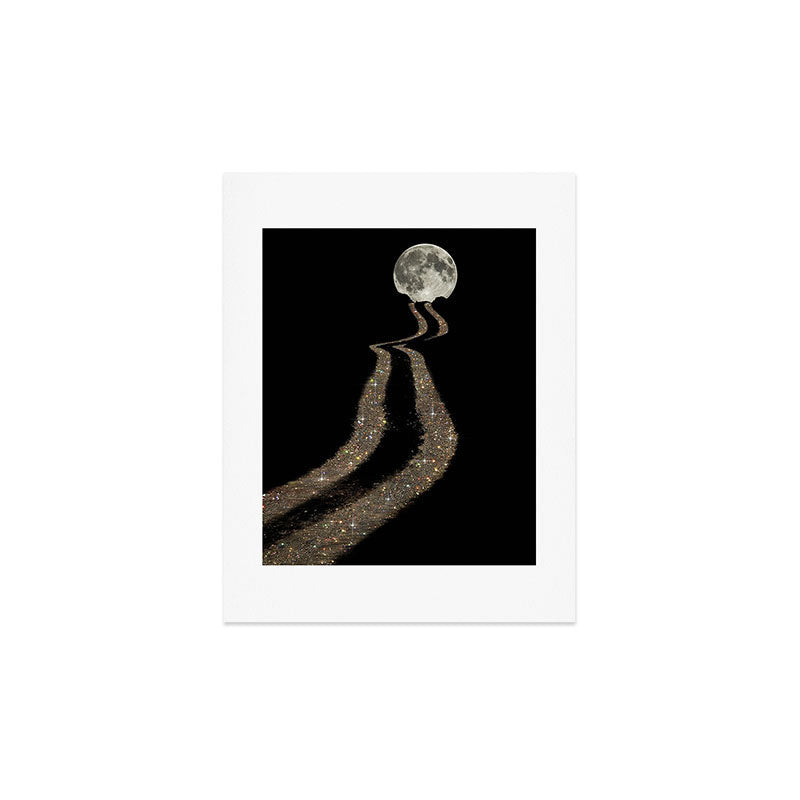 THE MOON | glitter | gold | path | full | planet | star | sky | night | glitter Art Print Gallery Image 2